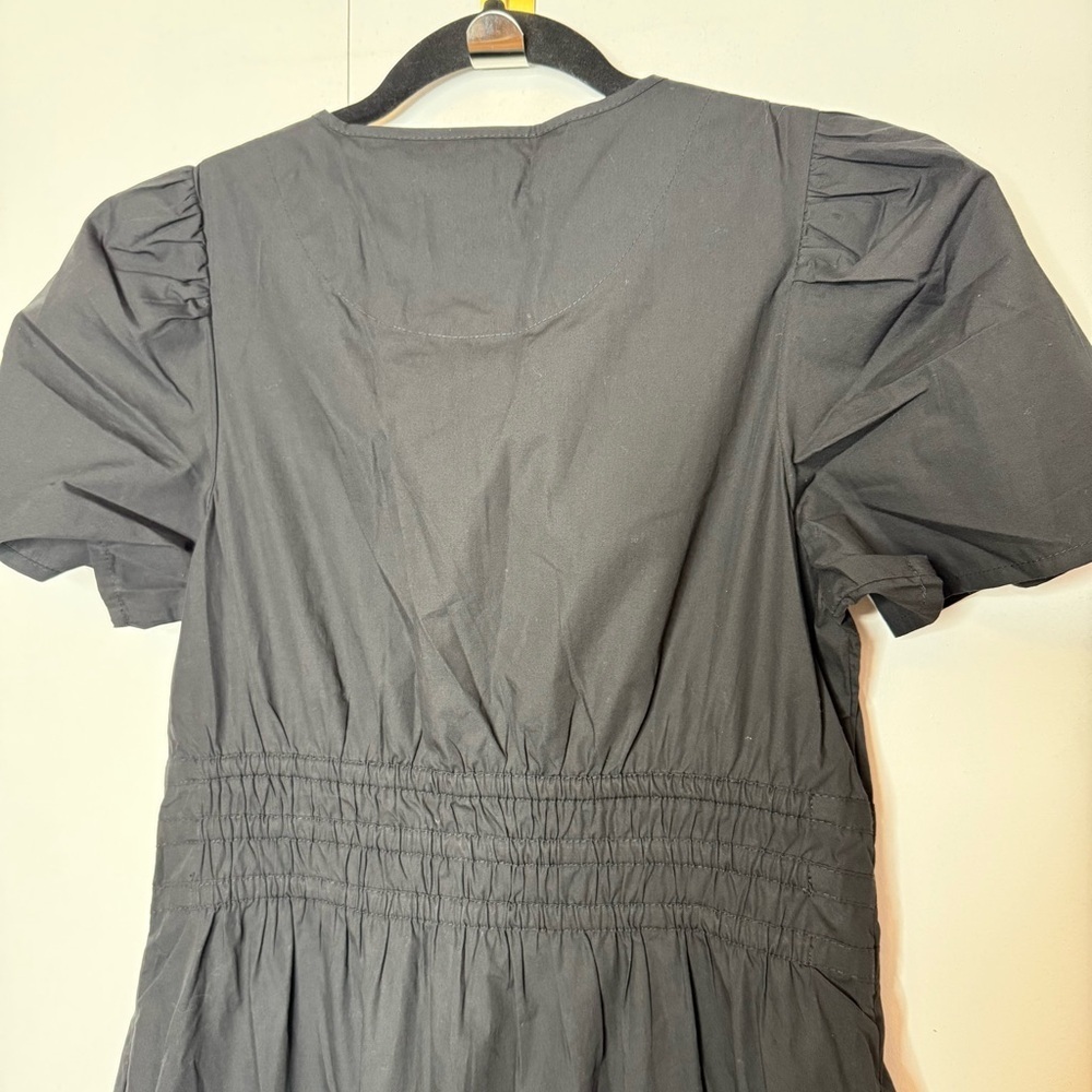 Quince 100% Organic Cotton Poplin Tiered Maxi Dress Black NWT Small - Picture 10 of 13